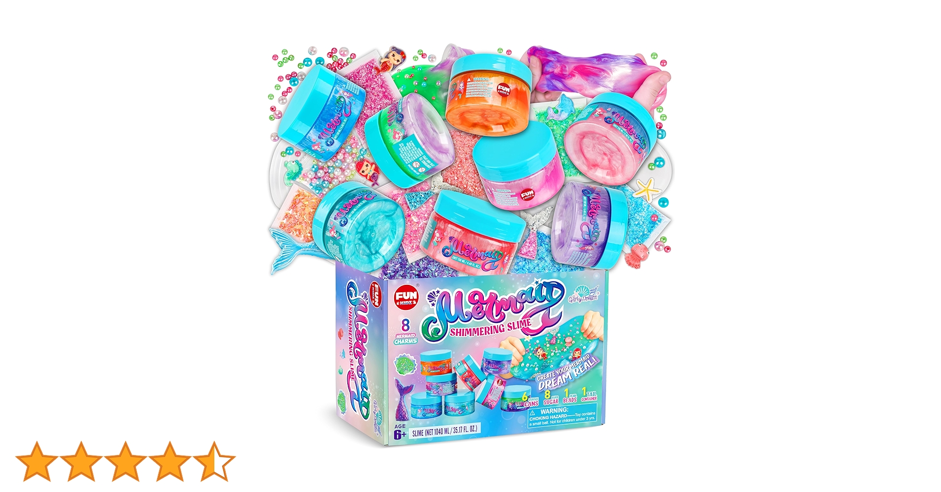 まりんすらいむ Amazon | FunKidz 35.16 FL OZ サマーマーメイドスライムトイ 6